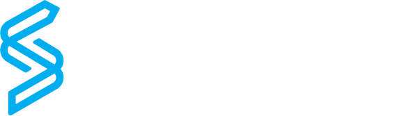 Le nom de la marque "Synectiq" écrit en blanc, avec une flèche bleue stylisée en forme de "S".